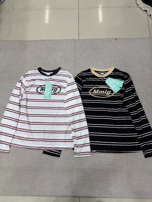 F012484春季新款女版logo撞色条纹长袖t恤 商品图2