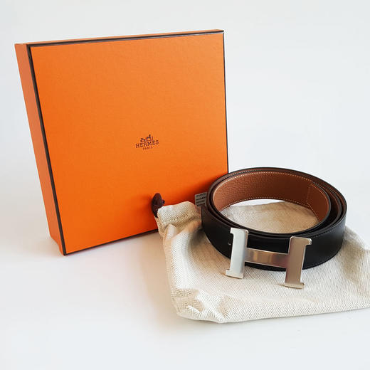 【98新闲置】Hermes爱马仕H074562CK05 | H077971CAAA095黑棕拼色Constance康康H银扣3.8CM双面腰带男士 130126HS61 商品图1