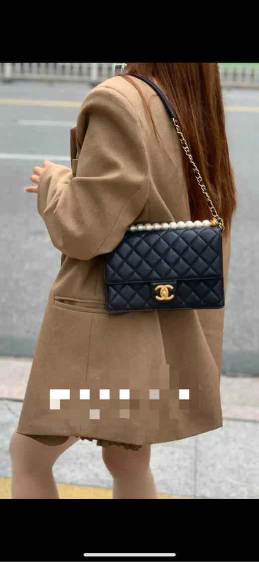 Chanel cf ss19 黑金 羊皮 限量 珍珠 豆腐包 商品图3