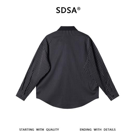 7014SDSA男士秋冬新款痞帅男装潮牌时尚撞色竖纹翻领领带衬衣百搭时尚 商品图5