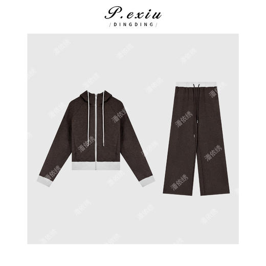 04-2潘依绣丁丁宠粉韩系慵懒拼接撞色休闲套装Q2316 商品图0