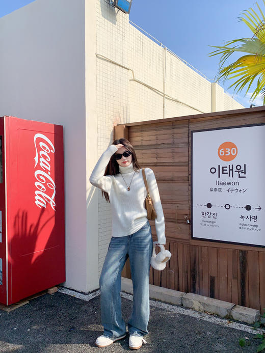 <曾小咸推荐>现货秒杀 ！微信超特价！4色韩系高领竖条纹毛衣 日常119.99 立减60 秒杀59.99！！ 商品图12