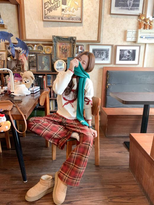 <曾小咸推荐>现货秒杀 ！微信超特价！韩系红格纹直筒休闲裤 日常209.99 立减110 秒杀99.99！！ 商品图9