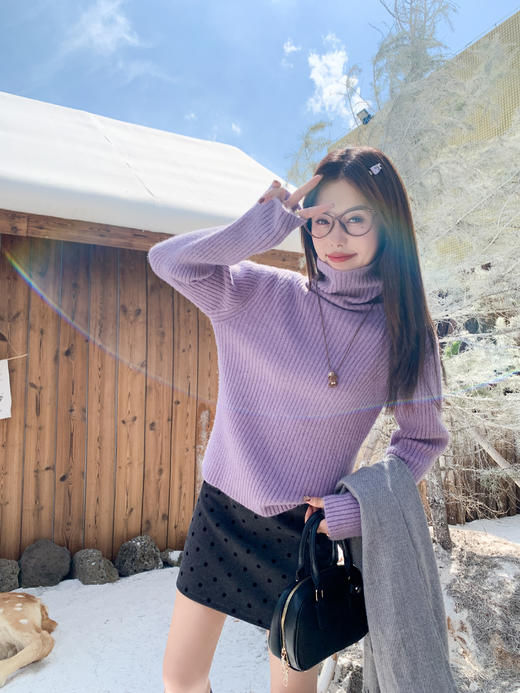 <曾小咸推荐>现货秒杀 ！微信超特价！4色韩系高领竖条纹毛衣 日常119.99 立减60 秒杀59.99！！ 商品图5