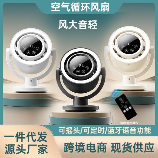 新款多功能高速循环扇语音蓝牙遥控可定时可摇头桌面灯光挂壁风扇 商品图0