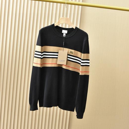 巴宝莉2026秋冬季男士新款圆领拼色条纹针织打底毛衣 商品图3