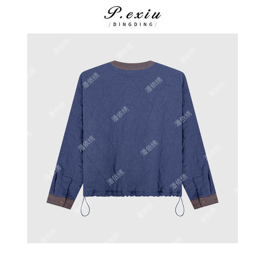 PanYiXiu/潘依绣100%亚麻半开领下摆抽绳复古减龄棉服外套W-63485 商品图2