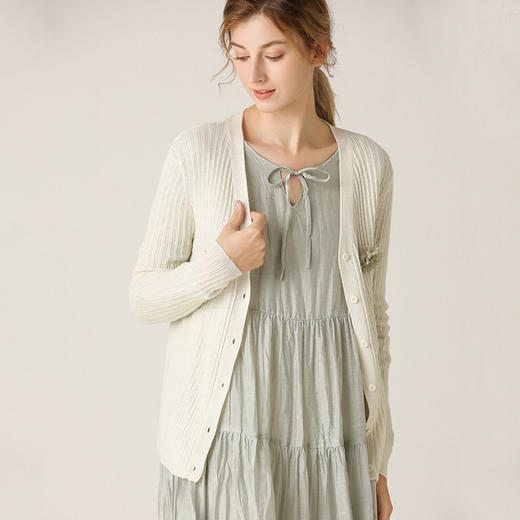 famecoco范可儿毛衣2021新款女修身百搭长袖针织衫开衫F201DA100 商品图0