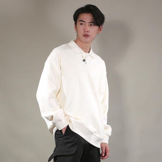 DRONKOO 2026  翻领单粒扣下摆同色方织唛中厚卫衣 商品图2