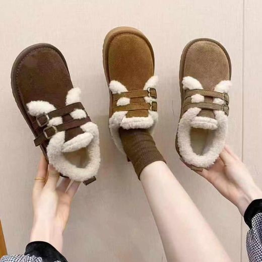 （卡其36无货勿拍）日常百搭扣带毛茸茸棉鞋-纪念日百货门店同款167747122 商品图1