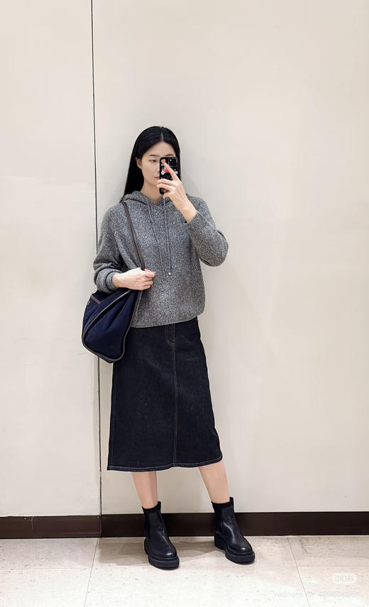 125-5排他性独家圆正 小禾 新春系列 重磅合股羊绒 连帽针织罩衫 我穿L 商品图2
