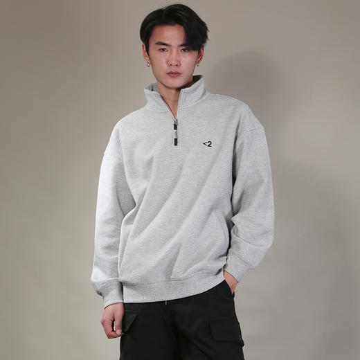 DRONKOO 2026 立领半拉链左胸小于2刺绣斜纹中厚卫衣 商品图3