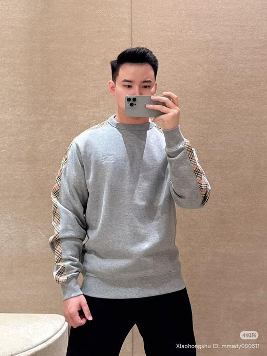 125-7渠道货 26春款 BB情侣款格纹套头卫衣 老朱穿M 商品图0