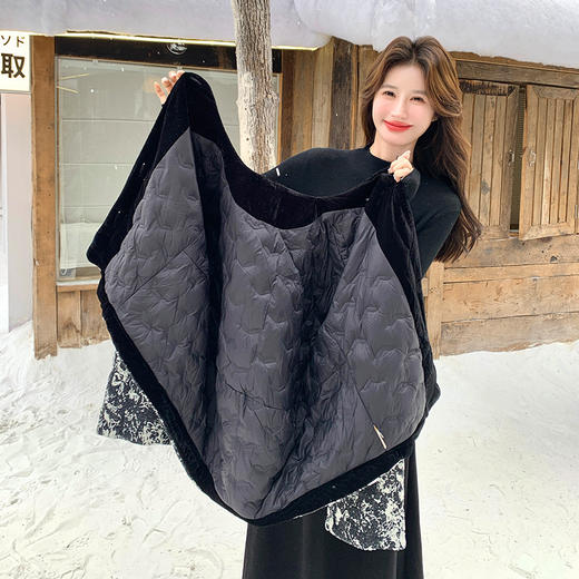 丁摩 新中式国风90白鸭绒羽绒服女冬季新款中国风提花长袖加厚短外套5ZF-335 商品图2