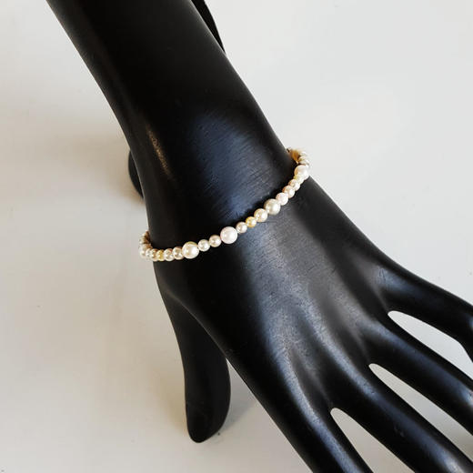 【天然正品】AU750黄金镶天然约3.0-4.7MM混彩海水珍珠手链16CM（可调节）311225NJM41特价：1380 商品图6