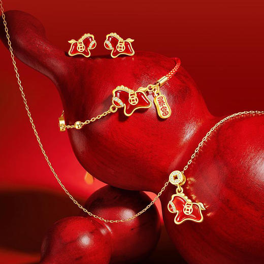 六鑫珠宝 马上有钱S925银钱马项链轻奢新中式红玛瑙本命年吊坠 马年礼物 商品图2