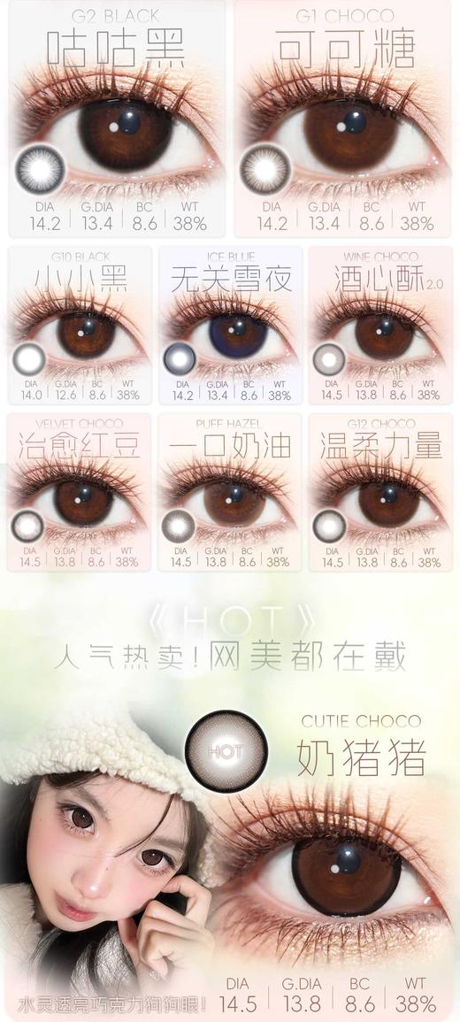 GUGUCON 半年抛80/副158/2副,咕咕黑球球黑奶猪猪黑色美瞳 商品图3