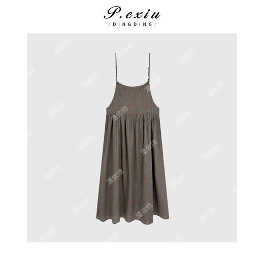 04-1潘依绣丁丁宠粉麻料温柔复古碎花简约气质吊带连衣裙 SH98898 商品图1