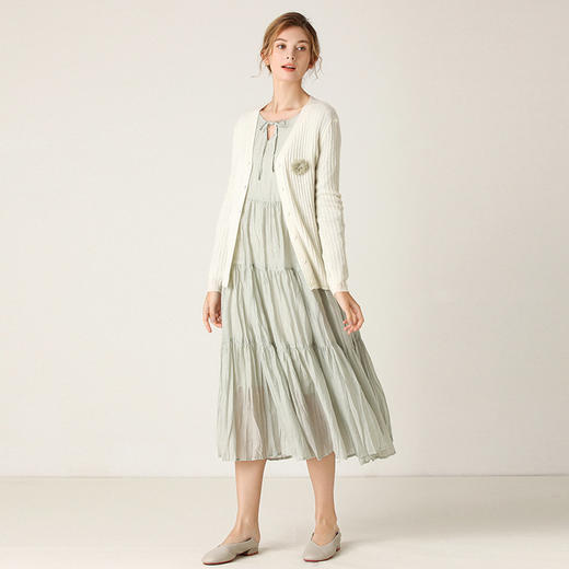 famecoco范可儿毛衣2021新款女修身百搭长袖针织衫开衫F201DA100 商品图2