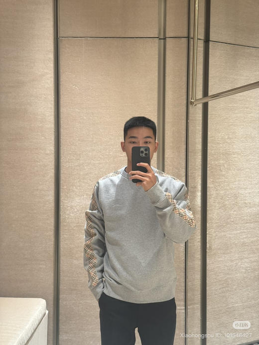 125-7渠道货 26春款 BB情侣款格纹套头卫衣 老朱穿M 商品图9