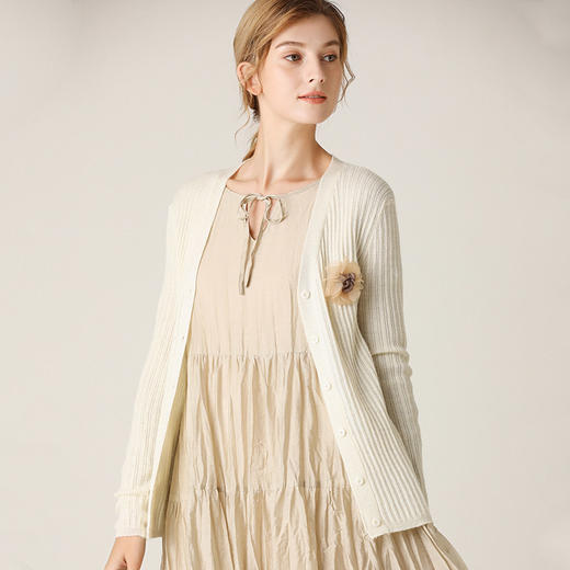 famecoco范可儿毛衣2021新款女修身百搭长袖针织衫开衫F201DA100 商品图1