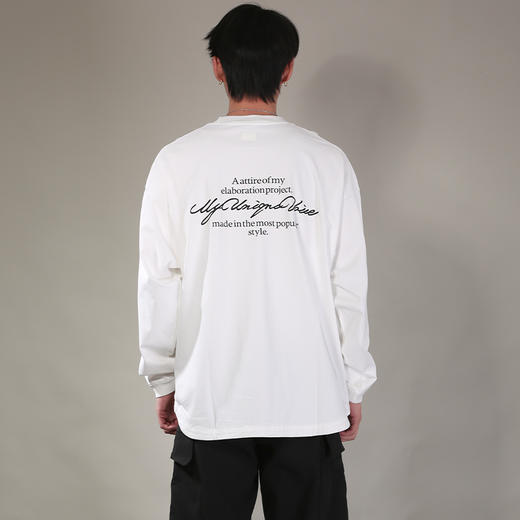 DRONKOO 2026 圆领左下侧唛后字母印花弧摆阔长袖中厚T恤 商品图4