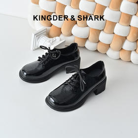 经典鲨2026年春专柜新品软皮圆头中粗跟鳄鱼纹柔软小皮鞋女KC19-617011