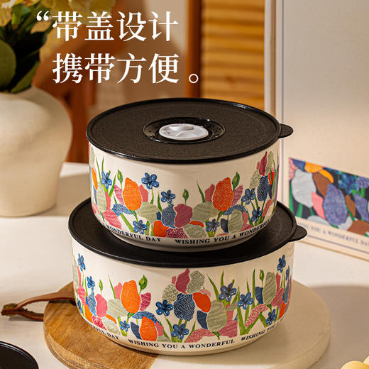 【食品级 陶瓷碗饭盒 】可用微波炉家用带盖便当盒 密封碗泡面碗 节日实用送礼礼品 商品图2