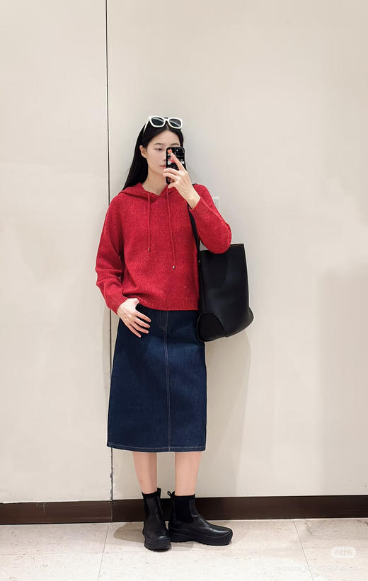 125-5排他性独家圆正 小禾 新春系列 重磅合股羊绒 连帽针织罩衫 我穿L 商品图10