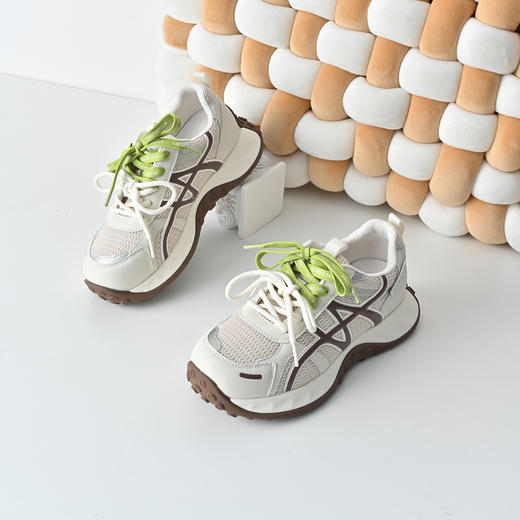 经典鲨2026年春专柜新品韩版潮流拼色网面透气跑步休闲鞋女KW326-617031 商品图2