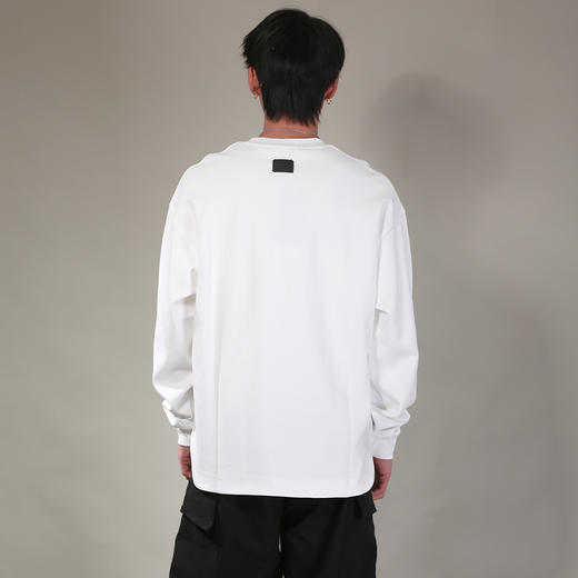 DRONKOO 2026 圆领后中皮标侧开衩弧摆微阔长袖中厚T恤 商品图4