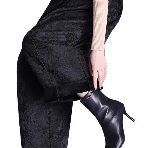 丁摩 国风提花阔腿裤秋冬季灯笼裤加绒高腰显瘦九分花苞裤靴裤5ZF-1265 商品图4