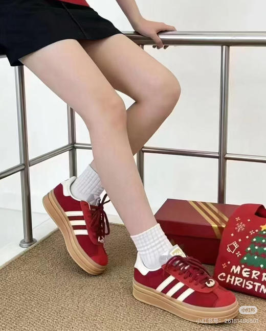 🦋马年开运红鞋🔥 AD新款 GAZELLE 厚底板鞋德训鞋 T头休闲鞋012411 商品图5