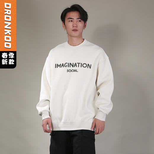 DRONKOO 2026 圆领领袖下摆双层前双排字母微阔中厚卫衣 商品图0