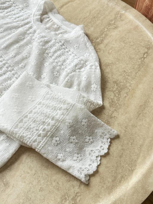 仙气温柔白｜重工蕾丝提花打底衫 商品图10