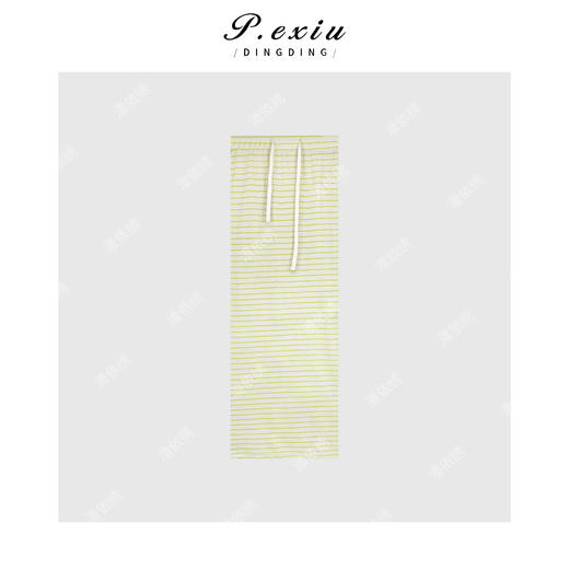 04-1潘依绣丁丁宠粉条纹休闲半身裙抽绳长款韩系Q55669 商品图0