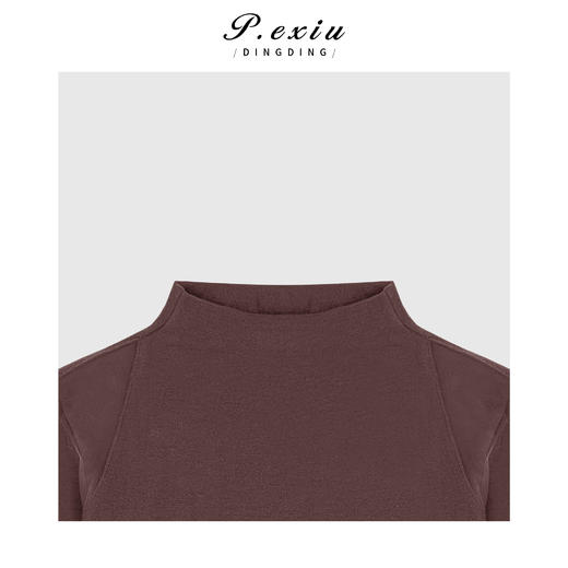 A008潘依绣丁丁宠粉气质高级拼接网纱磨绒加厚半高领长袖打底上衣Q78491 商品图2