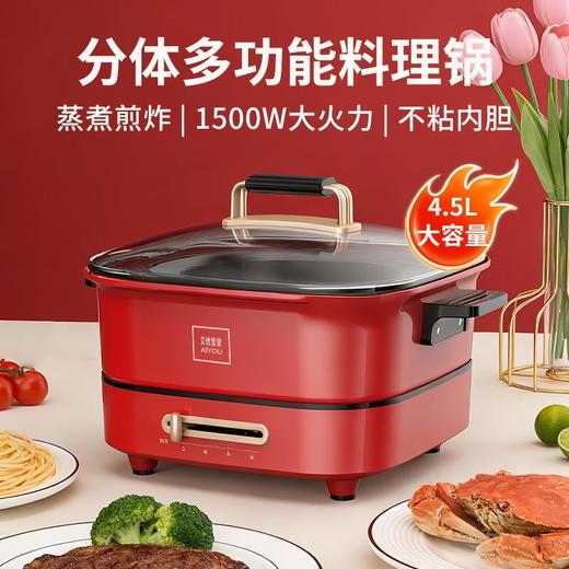 家用多功能一体锅大容量电热焖炖烙锅电火锅电炒锅煎烤一体不粘锅 商品图0