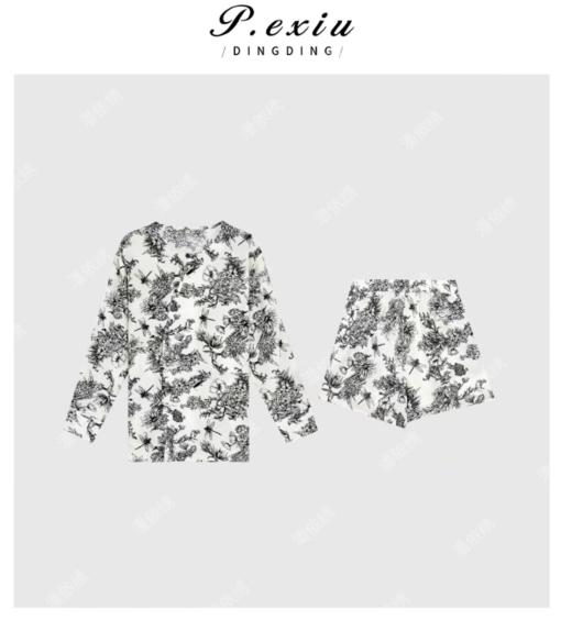 04-6潘依绣丁丁宠粉法式气质花套装衬衣短裤上衣 商品图0