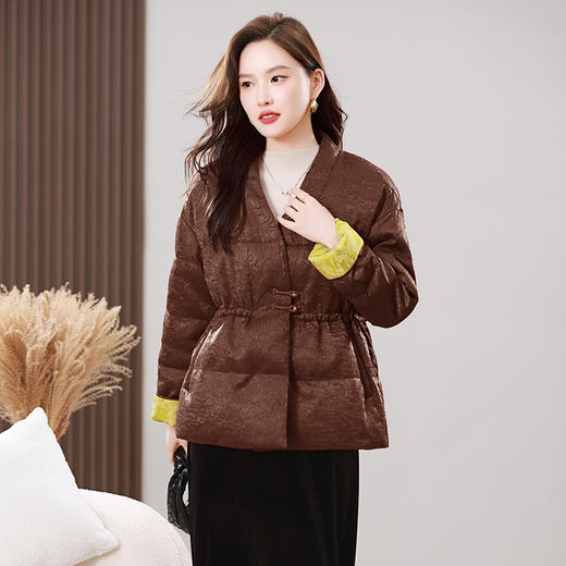 丁摩 新中式国风羽绒服女短款冬季新款巨好看90白鸭绒保暖外套5ZF-6739 商品图2