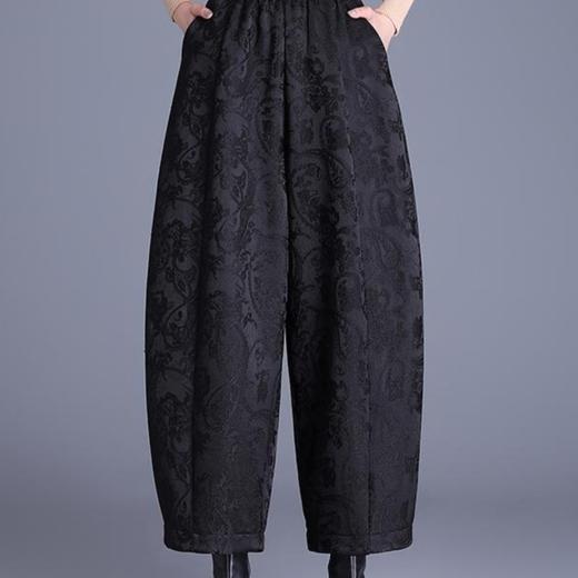 丁摩 国风提花阔腿裤秋冬季灯笼裤加绒高腰显瘦九分花苞裤靴裤5ZF-1265 商品图1