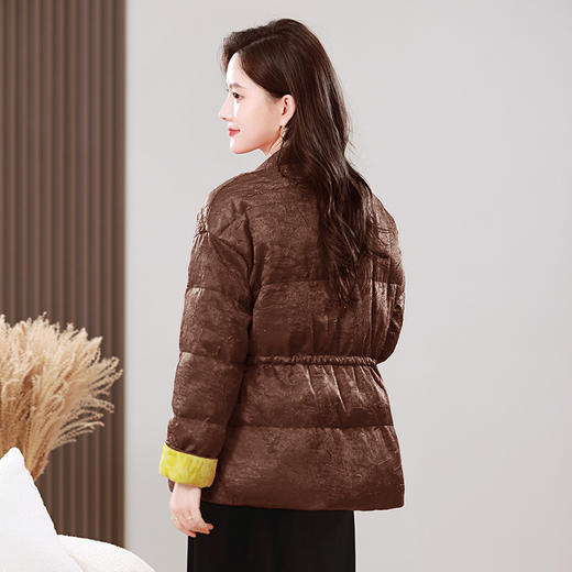 丁摩 新中式国风羽绒服女短款冬季新款巨好看90白鸭绒保暖外套5ZF-6739 商品图3