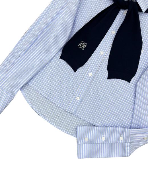 女款刺绣披肩条纹长袖衬衫la014 商品图2