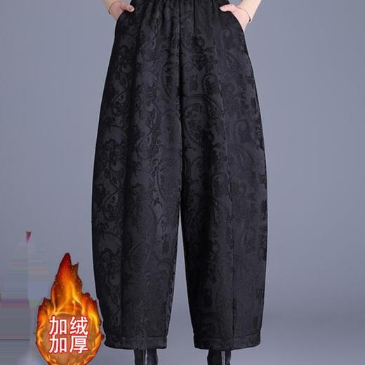 丁摩 国风提花阔腿裤秋冬季灯笼裤加绒高腰显瘦九分花苞裤靴裤5ZF-1265 商品图0