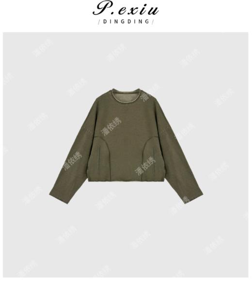 04-2潘依绣丁丁宠粉设计感水洗做旧时尚套头长袖卫衣 Q7113 商品图0