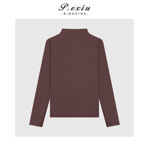 A008潘依绣丁丁宠粉气质高级拼接网纱磨绒加厚半高领长袖打底上衣Q78491 商品图1