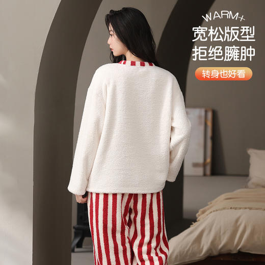 【M-2XL】猫人女生秋冬款半边绒家居服套装 商品图4