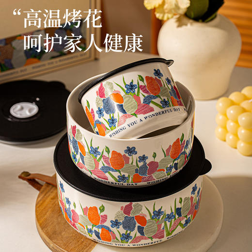 【食品级 陶瓷碗饭盒 】可用微波炉家用带盖便当盒 密封碗泡面碗 节日实用送礼礼品 商品图3