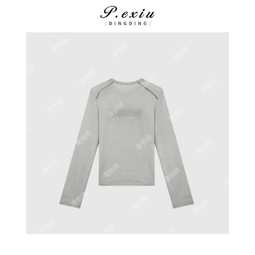 04-1潘依绣丁丁宠粉羊-毛 韩版简约刺绣绒感打底T恤 W-62557 商品图2