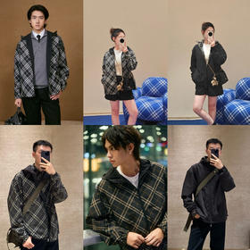 125-8 渠道圆正 客供面料 双面穿夹克外套 格子/纯色 男士连帽休闲外套 花一个钱得两件